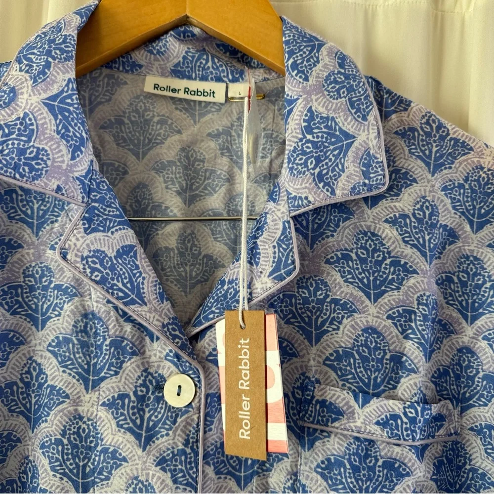 Roller Rabbit Light Blue Lavender Jemina Liza Pajama Set Size Large NWT Preppy - Picture 5 of 9